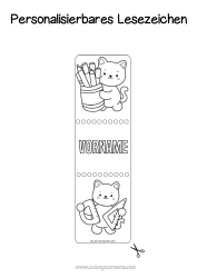 Kostenlose Malvorlage Katze Kawaii Tier Lesezeichen Schule Hunde und Katzen Schulbedarf Winkel Winkelmesser Stiftehalter