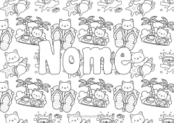 Desenho para personalizar Gato Kawaii Verão Chinelo Cães e gatos Ilha