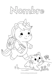 Colorear gratis Cat Unicornio Animales Perros y gatos Dragones, unicornios y animales fantásticos Mochila escolar Regreso a clases