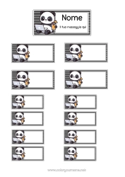 Colorare per personalizzare Kawaii Panda Altri animali del mondo Etichetta Etichetta quaderno