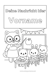 Malvorlage anpassen Katze Hase Tier Lehrer/Lehrerin Schule Hunde und Katzen Waldtiere Büroberufe Schulbeginn Klassentafel Klassenzimmer Heftumschläge