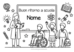 Colorare per personalizzare Insegnante Mestieri dell'educazione Rientro a scuola Messaggio di