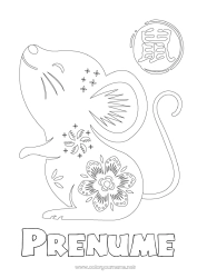 Pagină de colorat personalizată Anul Nou Chinezesc Șobolan Animale din pădure