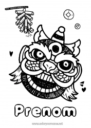 Coloriage gratuit Lion Nouvel An chinois Animaux sauvages d'Afrique