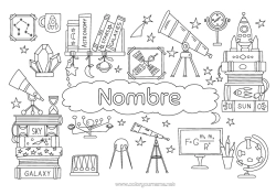 Colorear para personalizar Planetas y sistema solar Libro Astronomía Lectura Telescopio