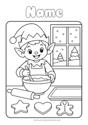 Coloring to customize Christmas Elves Elves Coloring Pages Treats Biscuits Kitchen Cookie