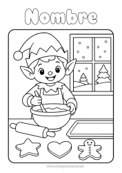 Colorear gratis Elfos de navidad Dibujos de Elfos para colorear Golosinas Galletas Cocina Galleta