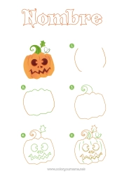 Colorear gratis Calabaza Jack O'Lantern Actividades para niños Aprender a dibujar