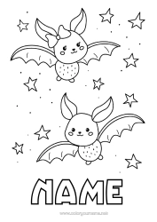 Free colouring Bat Cute Halloween Birds and flying mammals