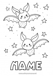 Free drawing Bat Cute Halloween Flying birds and mammals