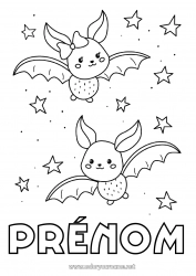 Coloriage gratuit Chauve-souris Mignon Halloween Oiseaux et mammifères volants