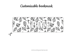 Free coloring Autumn Leaves Bookmark Dead leaves