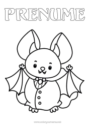 Pagină de colorat personalizată Vampir Liliac Halloween Animal Păsări Și Mamifere Zburătoare