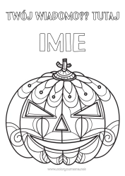 Kolorowanka do personalizacji Dynia Jack O'Lantern Zentangle