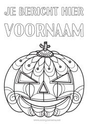Gratis kleurplaat Pompoen Jack O'Lantern Zentangle