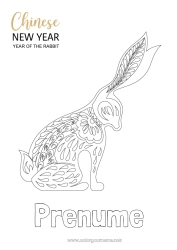 Desen liber de colorat Iepure 2023 Anul Nou Chinezesc Animale din pădure