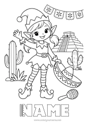 Colouring to customise Christmas Elves Girl Football Supporter Kit For Elf Elf Colouring Pages Mexico Mischievous Elf's Journey Colouring Mischievous Travelling Goblins