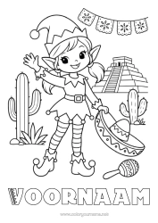 Gratis kleurplaat Kerstelf Meisje Voetbalsupporterset voor Elf Elfjes kleurplaten Mexico Kerstelfreis Reizende Kerstkabouters