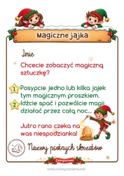 Kolorowanka do personalizacji Świąteczne Skrzaty Misja Świątecznego Skrzata Jajko Psoty Figlarza