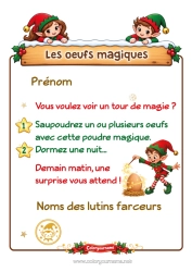 Coloriage à personnaliser Lutins de Noël Mission du lutin de Noël Oeuf Bêtises du Lutin Farceur