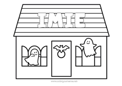 Kolorowanka do personalizacji Duch Halloween Dom Łatwe Kolorowanki Zamczysko Nawiedzone