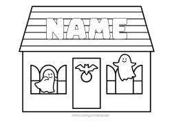 Colouring to customise Ghost Halloween House Easy Colouring Pages Haunted Manor