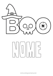 Desenho para personalizar Halloween Crânio Olho Chapéu De Bruxo Boo
