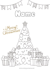 Free coloring Gifts Christmas tree Christmas “Merry Christmas” message