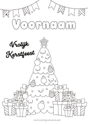 Gratis kleurplaat Cadeaus Kerstboom Kerstmis 