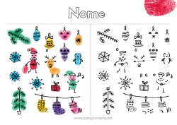 Colorazione gratuita Albero di Natale Elfo di Natale Natale Attività per Bambini Animali della foresta Cervo Calza di Natale Impronta digitale