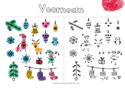 Gratis kleurplaat Kerstboom Kerstelf Kerstmis Activiteiten voor Kinderen Bosdieren Hert Kerstsok Vingerafdruk