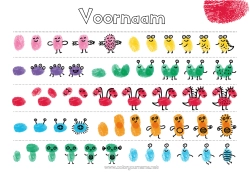 Kleurplaat aanpassen Monster Activiteiten Voor Kinderen Vingerafdruk