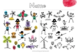 Coloring to customize Pirate Children's Activities Fingerprint