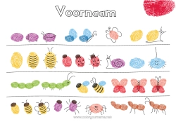 Gratis kleurplaat Spin Vlinder Activiteiten voor Kinderen Bij Slak Lieveheersbeestje Mier Insecten Rups Vingerafdruk