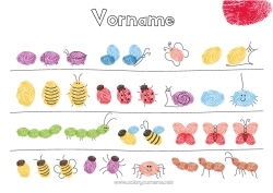 Kostenlose Malvorlage Spinne Schmetterling Kinderaktivitäten Biene Schnecke Marienkäfer Ameise Insekten Raupe Fingerabdruck