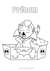 Coloriage à personnaliser Vampire Monstre Halloween Cercueil