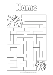 Colouring to customise Children's Activities Milk Tooth Maze Toothbrush