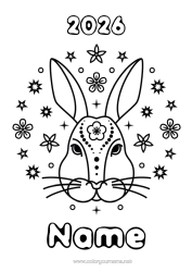 Free colouring Rabbit 2023 Animal Chinese New Year Forest animals