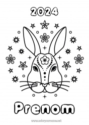 Coloriage gratuit Lapin 2023 Animal Nouvel An chinois Animaux de la forêt