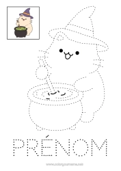Coloriage à personnaliser Chaudron Magique Chat Halloween Kawaii Coloriages Faciles Trace Et Colorie Chiens Et Chats