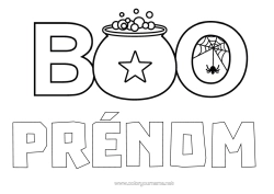 Coloriage à personnaliser Chaudron Magique Halloween Toile D'araignée Boo