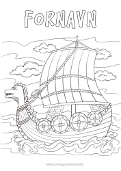 Gratis farvelægning Båd Søfartøjer Historiske eller vintage køretøjer Viking Dragebåd Vikingeskib