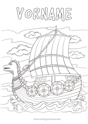 Kostenlose Malvorlage Boot Seefahrzeuge Véhicules historiques ou vintages Viking Drakkar Wikinger-Schiff