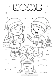Colorare per personalizzare Elfo Di Natale Pagine Da Colorare Degli Elfi Bussola Polo Nord