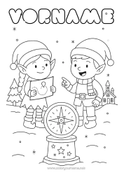 Malvorlage anpassen Weihnachtself Elfen Ausmalbilder Kompass Nordpol