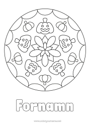 Gratis färgläggning Pumpa Mandala Jack O'Lantern Lätta målarbilder