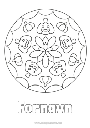 Gratis fargelegging Gresskar Mandala Jack O'Lantern Enkle fargelegginger