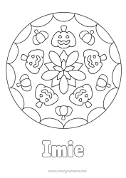 Kolorowanka za darmo Dynia Mandala Jack O'Lantern Łatwe kolorowanki