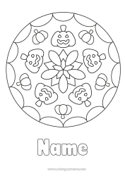 Free coloring Pumpkin Mandala Jack O'Lantern Easy coloring pages