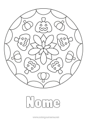 Colorazione gratuita Zucca Mandala Jack O'Lantern Disegni da colorare facili
